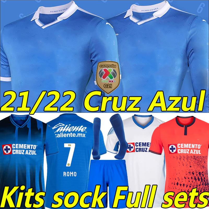 

Liga MX 2021 2022 Cruz Azul Soccer Jerseys Special Version CAMPEONES RODRIGUEZ PINEDA ALVARADO ROMO 21/22 Men+Kids Kits sock Full sets retro 1974 1994 football shirt, 21-22 special