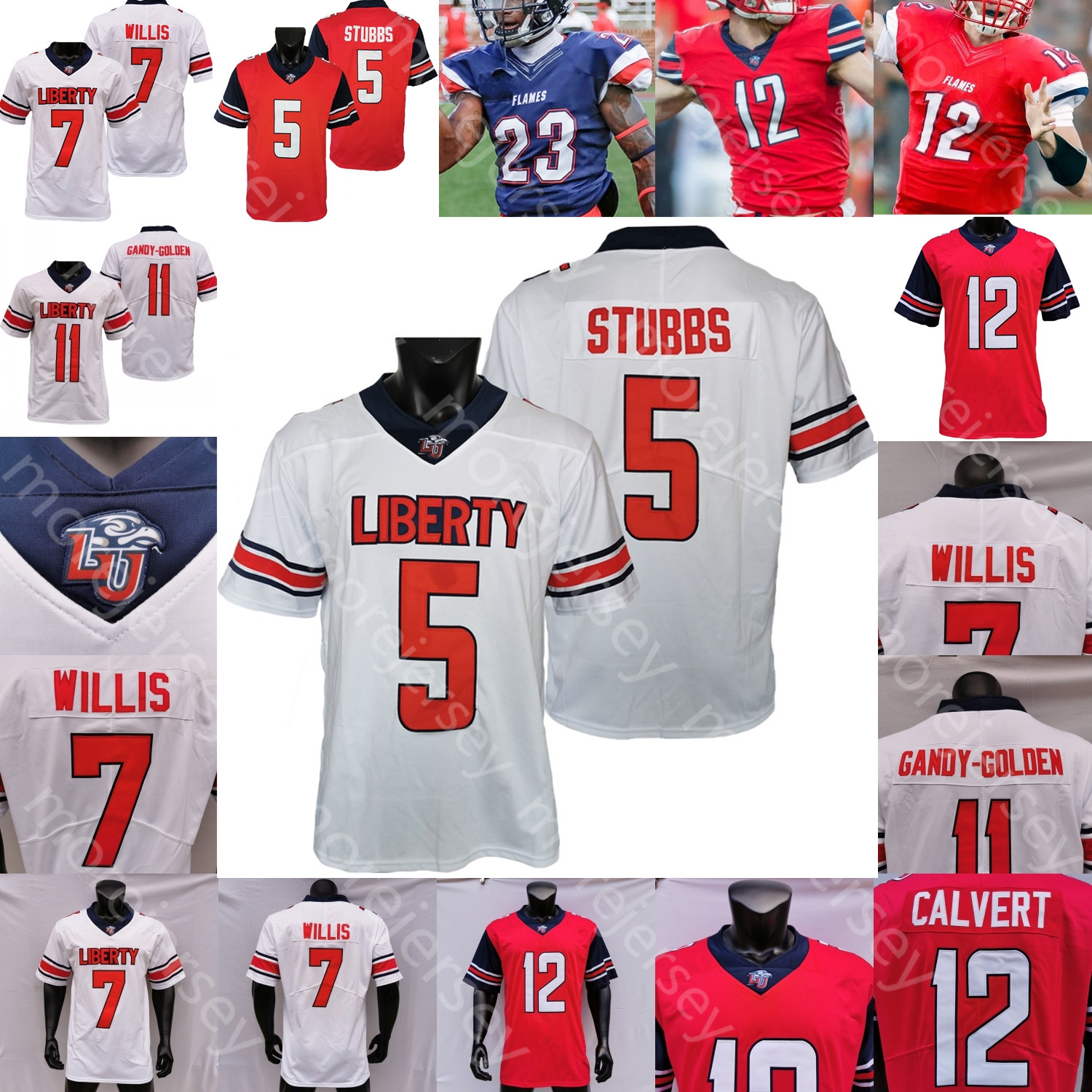 

NCAA College Liberty Flames Football Jersey Joshua Mack DJ Stubbs Malik Willis Johnathan Bennett Shedro Louis T.J. Green Demario Douglas Jaivian Lofton, White i