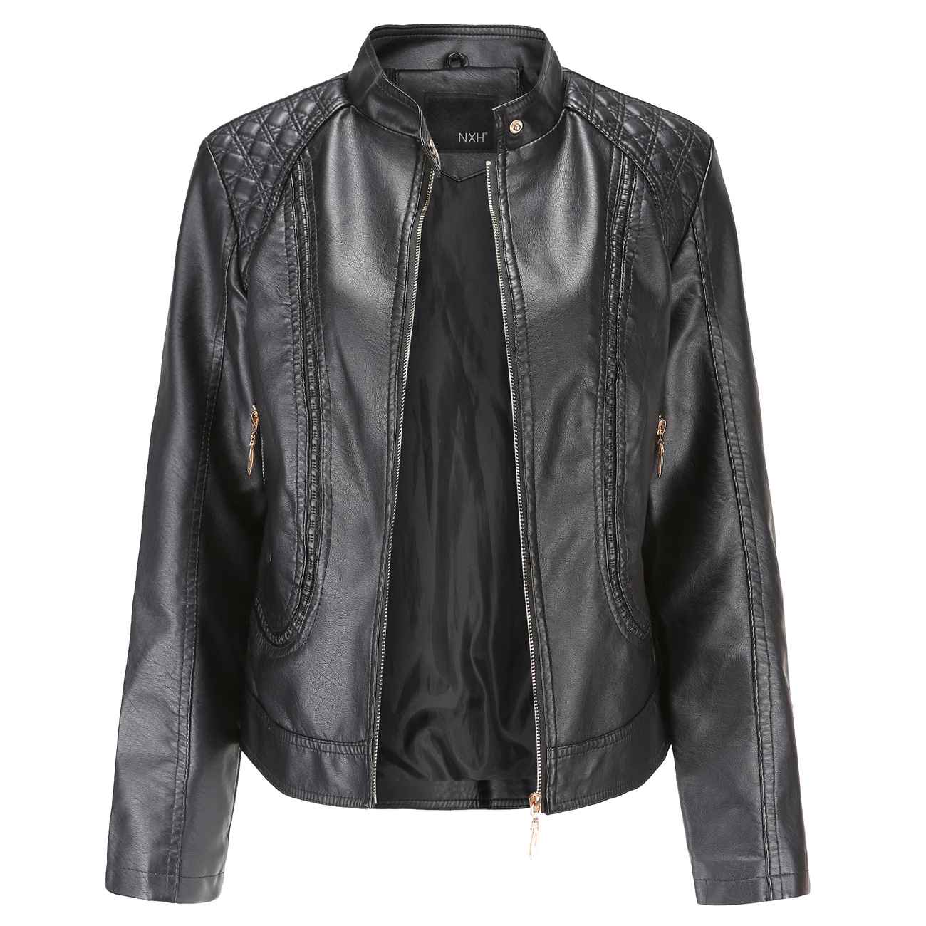 

Loose PU Faux Leather Jacket Women Classic Moto Biker Jacket Autumn Winter Lady Basic Plus Size Womens Outerwear Coat Clothes 4xl, Khaki