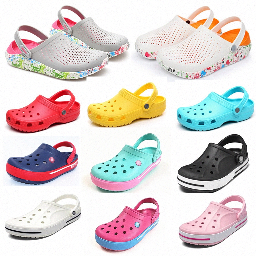 

[With box] fashion Slip On Casual Sandal Beach Clogs Waterproof Shoes men Classic Nursing Hospital Women Slippers Work Medical Sandals R1Xe#, Black