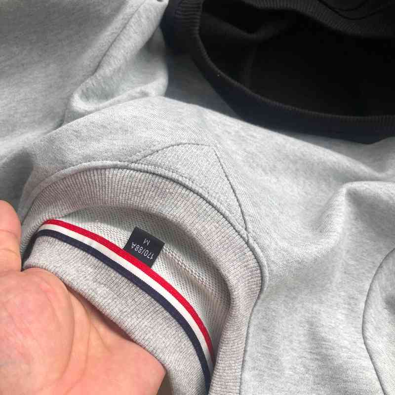 

Four bar men's Pullover Top 2021 autumn TB solid color sweater trend casual thin round neck long sleeve, Black