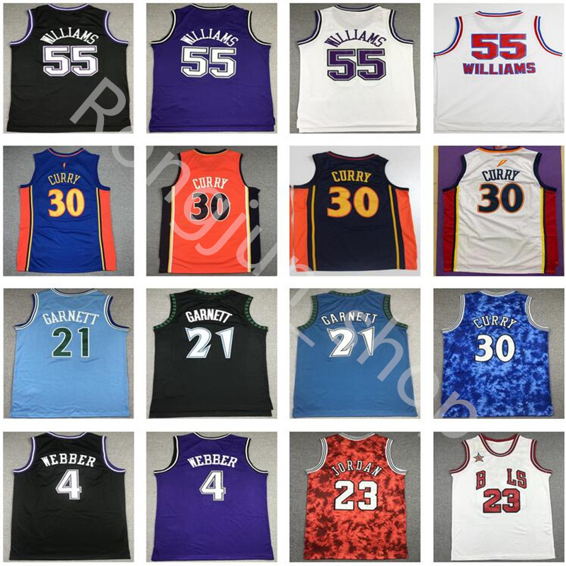 

Mitchell Ness Stitched Basketball Jason Williams 55 Stephen Curry 30 Kevin Garnett 21 Chris Webber 4 Michael 23 Jersey Vintage Top Quality