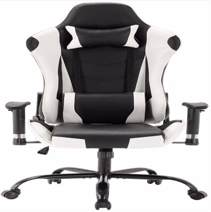 

2022 Commercial Furniture Gaming Office Swivel Chairs Black-White with headrest and Lumbar Pillow stools desk