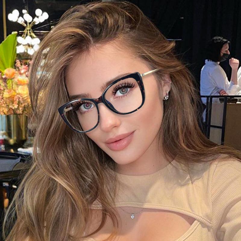 

Sunglasses Round Frame Blue Light Proof Glasses Spring Foot Flat Lens Female TR90