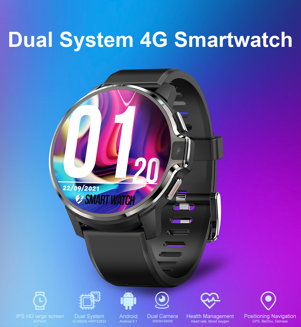 

LEMFO LEMP Smart Watch 4G Android 9.1 Dual System 4G 128GB LTE 4G GPS 1050 MAh Man Smartwatch 2021 Dual Camera for Men