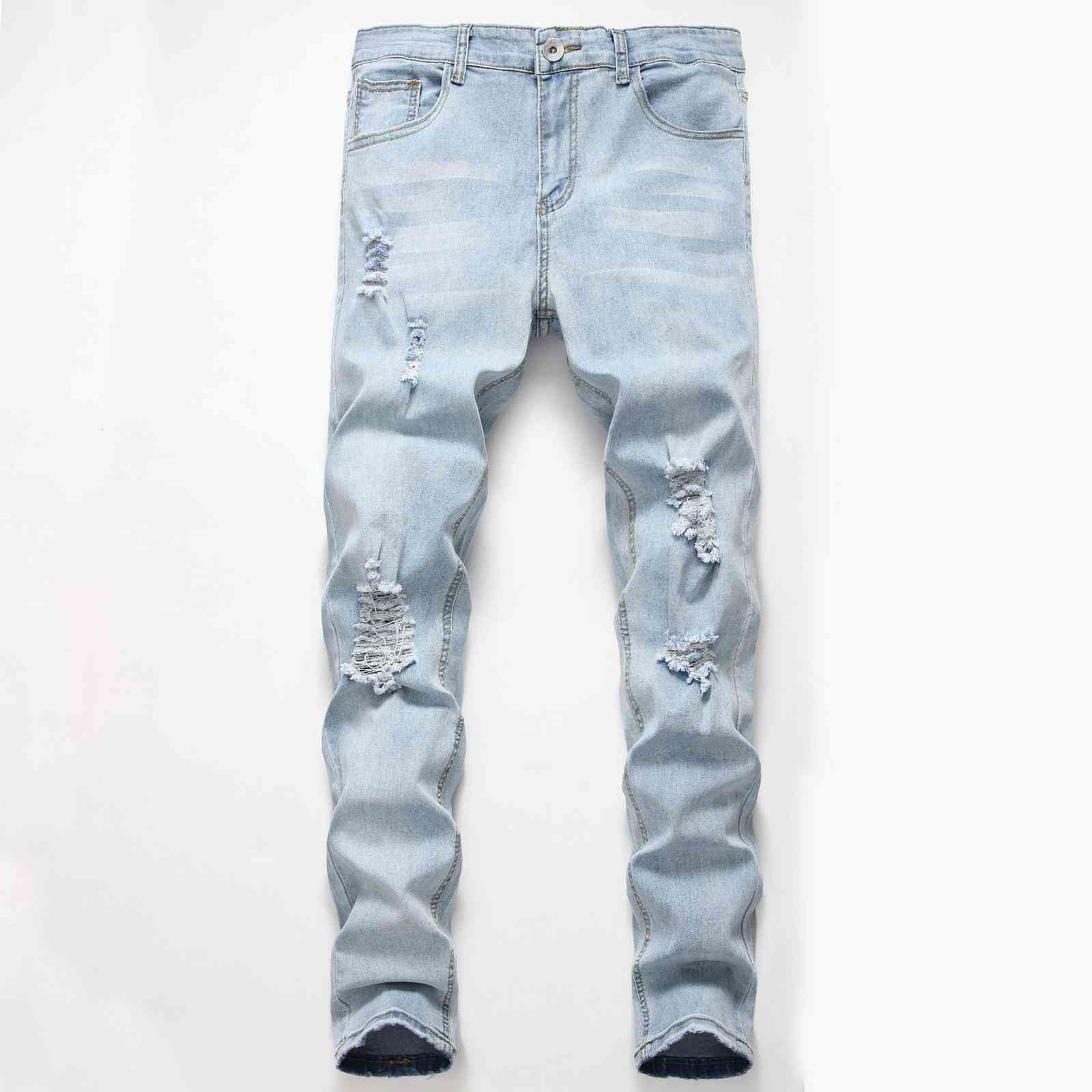

fashion jeans stretch jean holed large men's trousers leggings, Blue