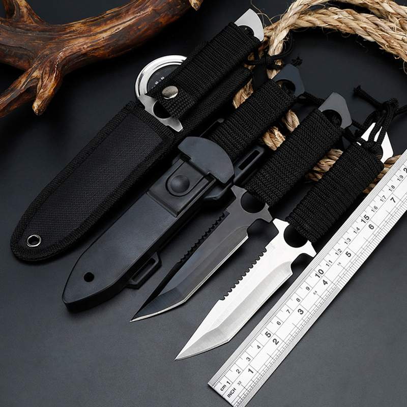 

Stainess Stee Diving Straight Knife Surviva Camping Pocket Knife Outdoor Tactica Knife eggings Paratroopers