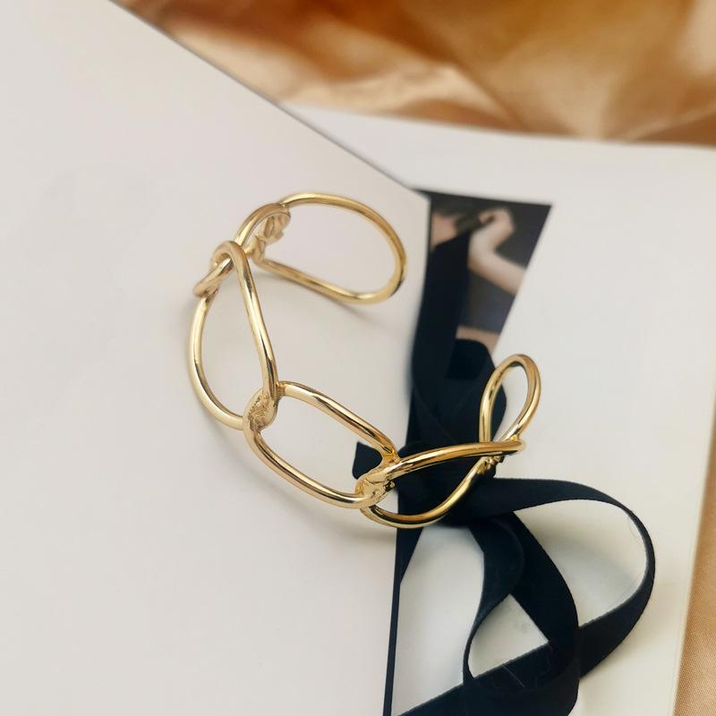 

Bangle Gaku European And American Fashion Personality All-match Opening Metal Circle Braided Bracelet Women