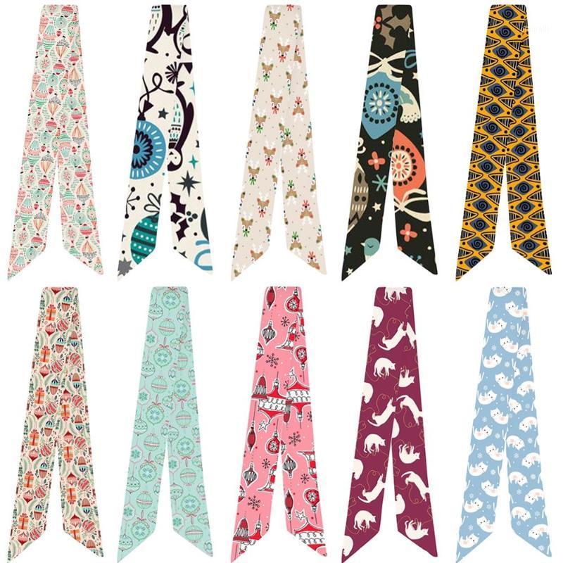 

Scarves Lovely Cartoon Small Cat Print Pattern Ladies Silk Scarf Mutiple-Function Twill Smooth Ribbons, Blue;gray