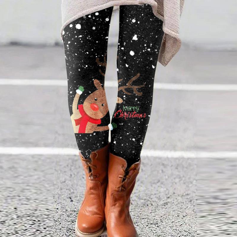 

Women' Leggings Women Christmas Printed Elastic Waist All-match Slim Casual Long Pants Female Warm Winter, Green