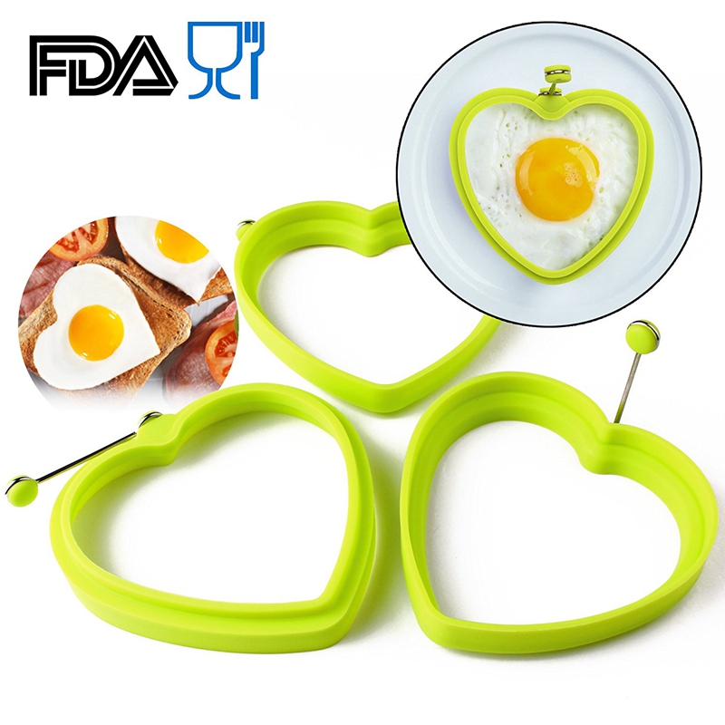 

1PCS Heart Shapeo Egg Moulds Kitchen Pancake Ring Non-stick Silicone Heart fried Mould Egg Ring Kitchenware