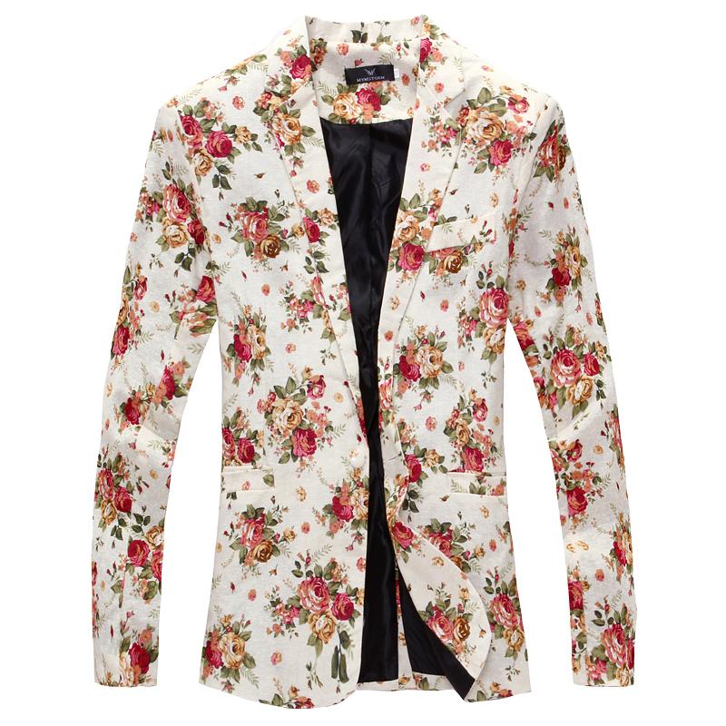 

Men's Suits & Blazers Men Blazer 2021 Brand Suit Jacket Funky Floral Printed Coat Single Breasted Casual Masculino Asian Size, Black