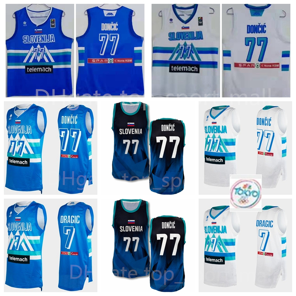 

2020-20 Tokyo Olympics Slovenia Basketball Luka Doncic Jersey 27 Ziga DIMEC 5 RUPNIK 7 Klemen PREPELIC 15 Gregor HROVAT 6 Aleksej NIKOLIC Blue White Men Kids Women