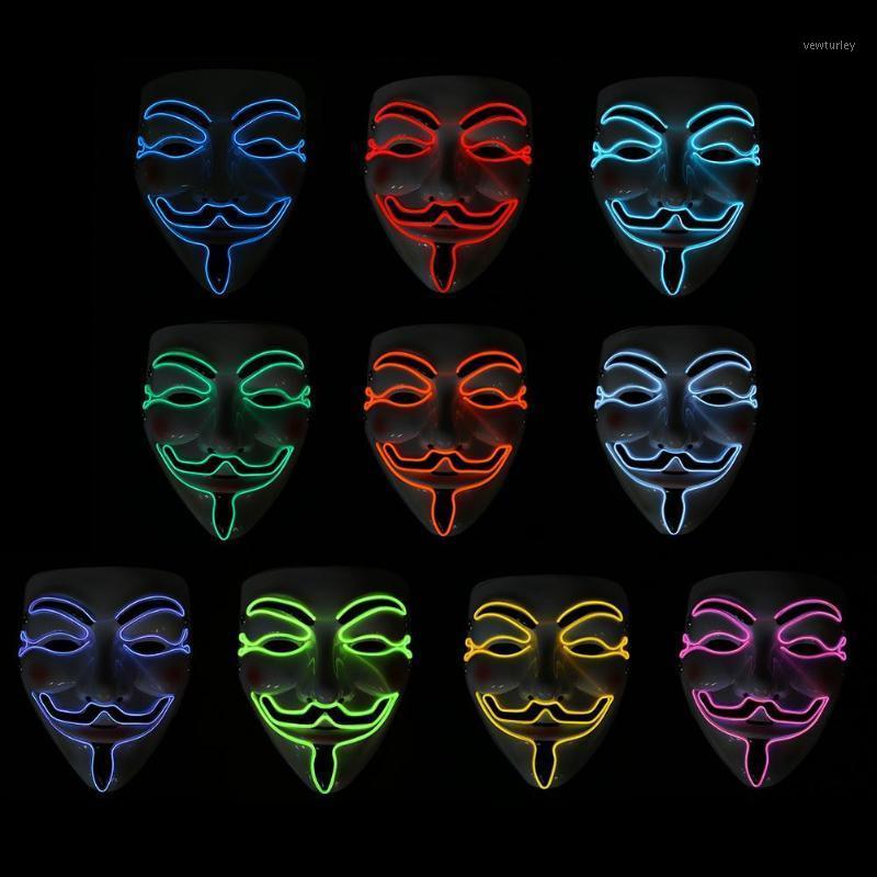 

Party Decoration Halloween Led Masks Cosplay Vendetta Mask Light Up Glow In The Dark Fancy Dress Adult Masque Costume Supplies