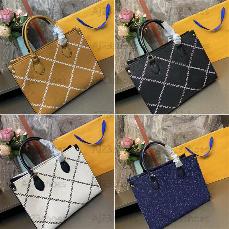 

On The Go Women Luxurys Designers Bags Quilted Stitched Motif Cowboy Embossed Supple Grained Cowhide Stripe Leather Shoulder Cross Body Tote Bag Onthego, 01