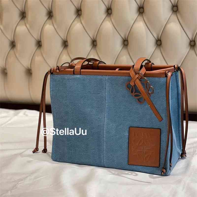 

2021 new fashion denim Bucket Shoulder Bag Hand Tote lady shopping Mommy bag, Grey