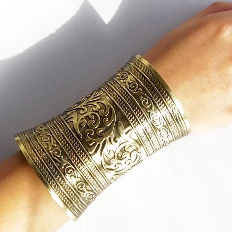 

Bangle Gypsy Vintage Tibetan Tribal Bronze Wide Hand For Women Men Big Armlet Armband Bangles Afghan Turkish Arm Jewelry