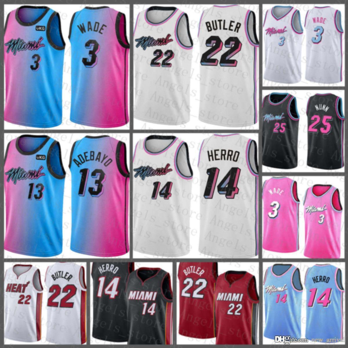 

Dwayne Dwyane 3 Wade Jimmy 22 Butler Tyler 14 Herro Bam 13 Adebayo Goran 7 Dragic MiamiHeatNew 2021 Basketball Jersey Mens, Black;red