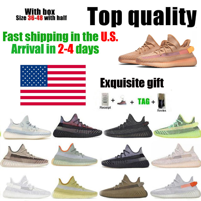 

TOP Quality U.S. Inventory Kanye Shoes 2021 Newests Mens Womens Running Cinder Zebra Tail Light Reflective Women Sports Sneakers 36~48 With