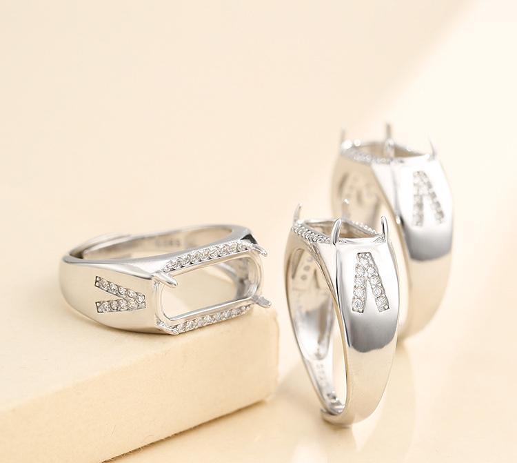 

Cluster Rings 6.5*14mm 925 STERLING SILVER Semi Mount Bases Blanks Base Blank Pad Ring Setting Set Diy Jewelry A5624
