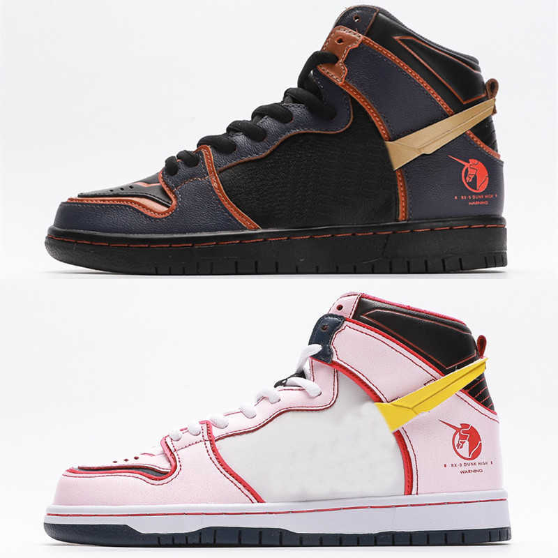 

Gundam SB High Project Unicorn Banshee Norn Running Shoes Banshee Thunder Blue Metallic Gold White Men Women RX-0 Navy Casual Sneaker