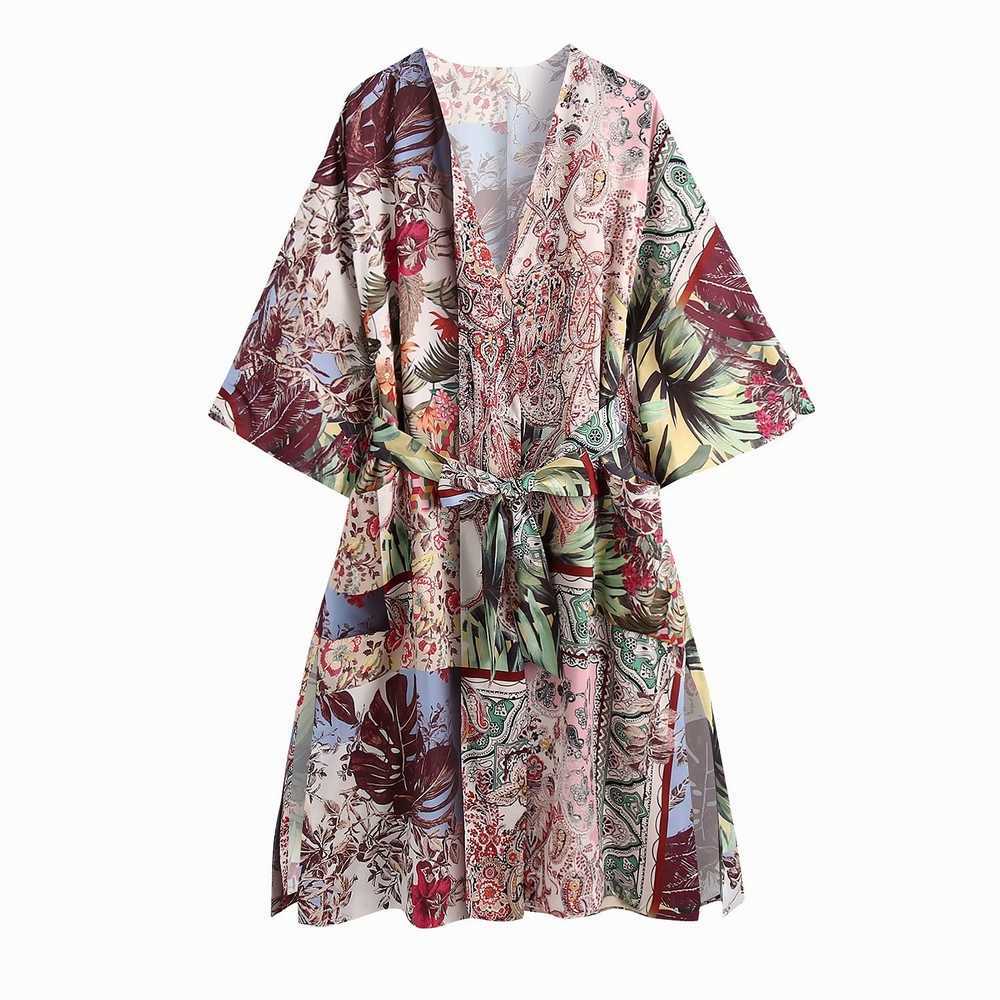 

Women Floral Trench Summer Fashion Full Sleeve Modern Lady Cardigan Kimono Clothing 210602, As photo