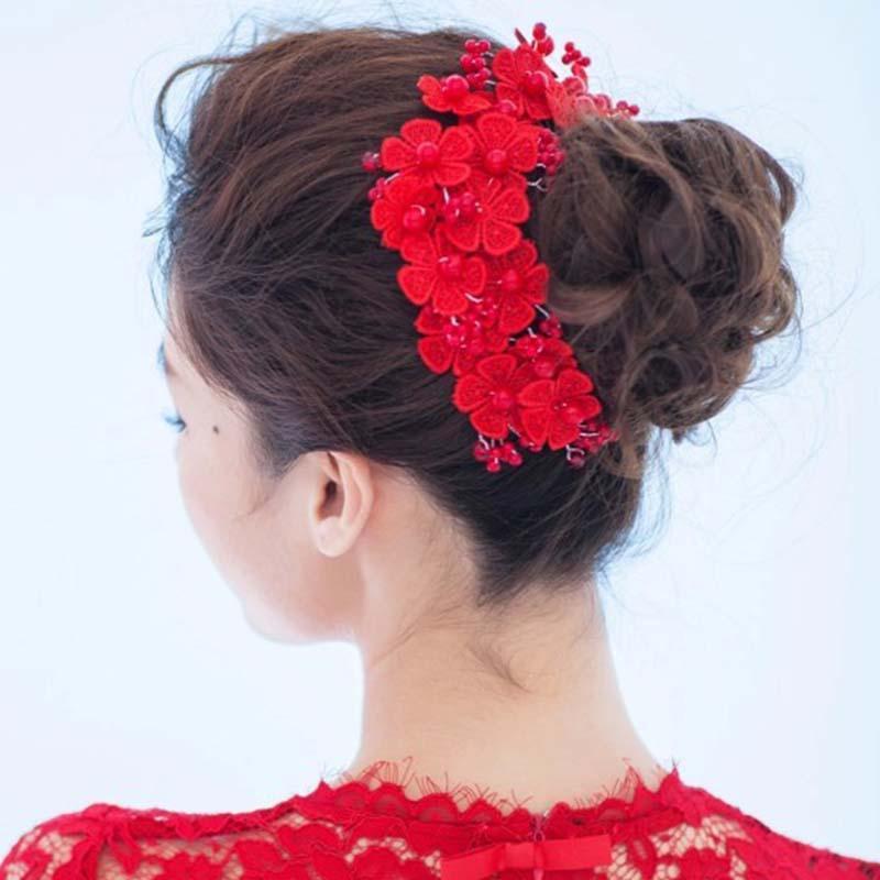 

Hair Clips & Barrettes Korean Exquisite Handmade Lace Flowers Headwear Charming Luxury Imitation Pearls Hairband For Wedding Accessories Orn, Golden;silver