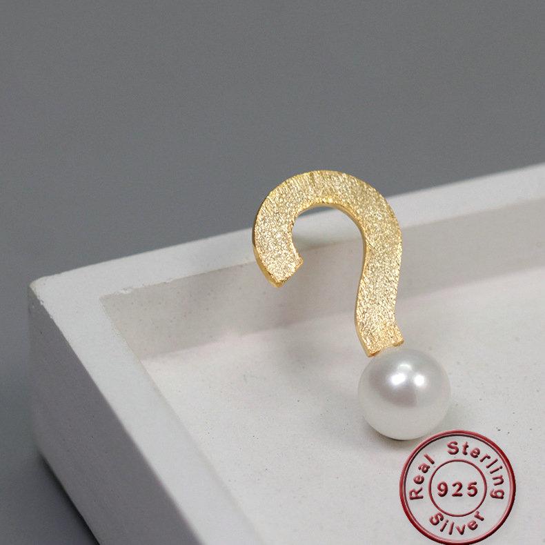 

Pins, Brooches Amxiu Question Mark Brooch Handmade 925 Sterling Silver Jewelry Pins Freshwater Pearl For Women Men Suit Accessories