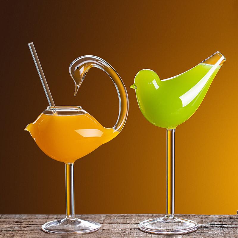 

Wine Glasses Cocktail Glass Bird Shape Goblet Cup Creativity Home Kitchen Bar Accessories Transparent Whiskey Drinkware