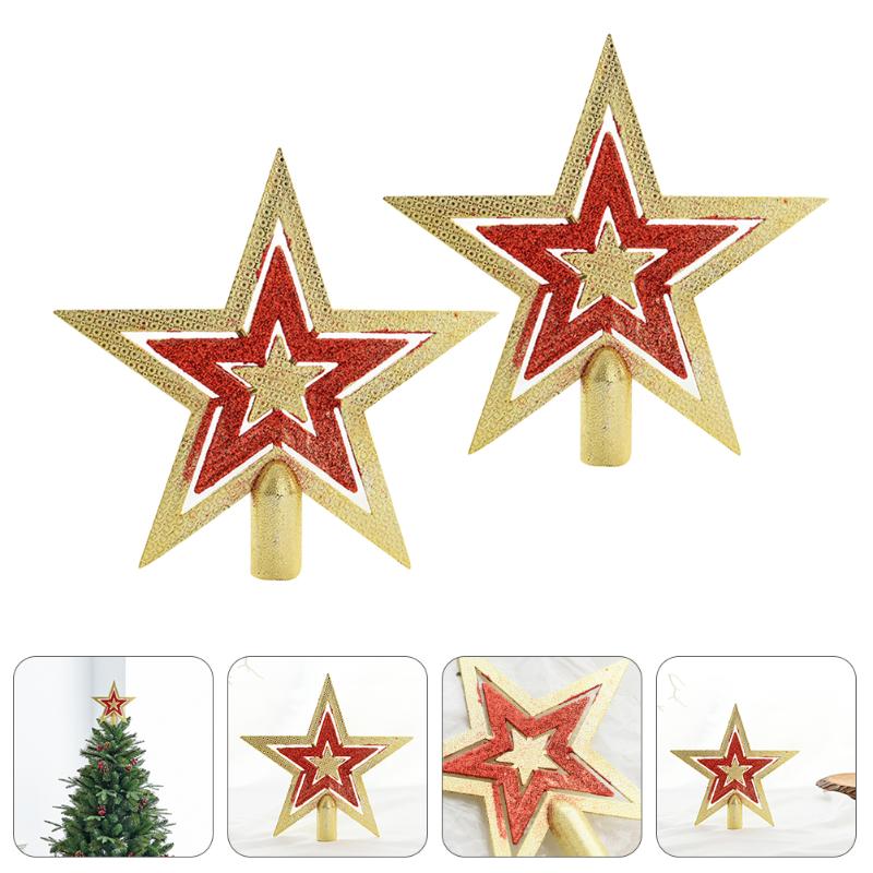 

Christmas Decorations 2pcs Bright Tree Topper Stars Delicate Xmas Star Decoration