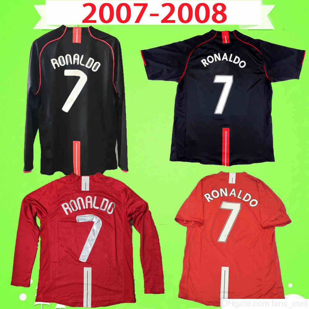 

RONALDO Rooney Saha RETRO MANCHESTER 2007 2008 FOOTBALL shirt uniformS 07 08 Vintage soccer jerseys classic Nani MAN UTD Camiseta long sleeve, Black;yellow