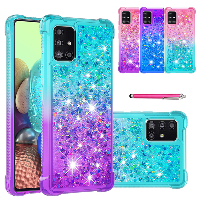 

Phone Cases For samsung Galaxy A01 Core A02 M02 A02s A03S A20 A30 A20e A10e A20s A21 A21S A31 A40 A41 A50 A51 A70 A70S A71 TPU Protective Shockproof Liquid Quicksand Cover, Pink&purple