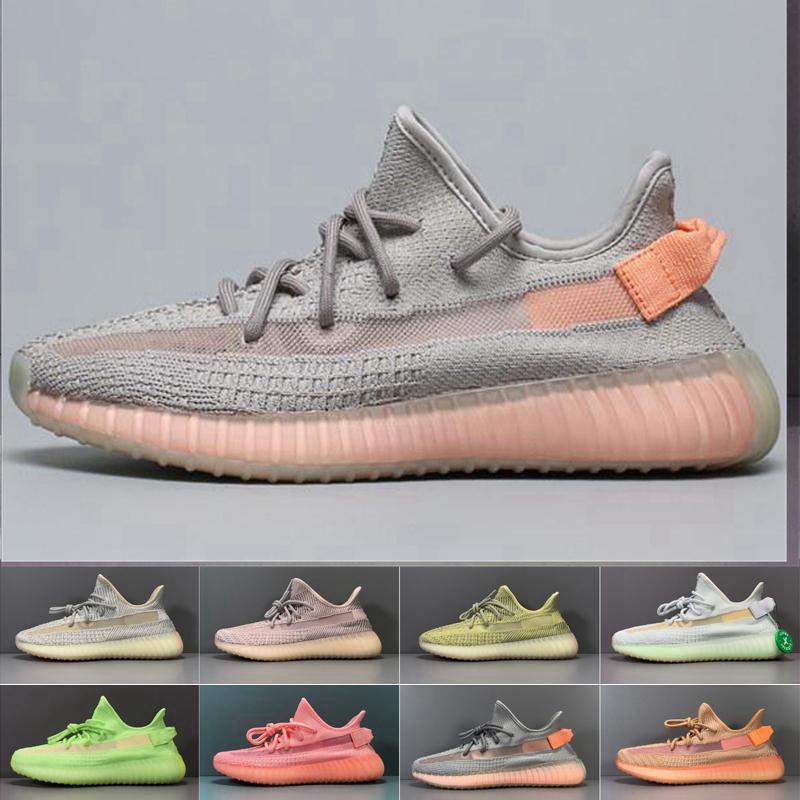 

2020 Marsh Sage Cinder Earth Tail Light Reflective Kanye Sandals Shoes Oreo Linen Zyon Flax Men Women Trainers Sneakers 36 -46, Black