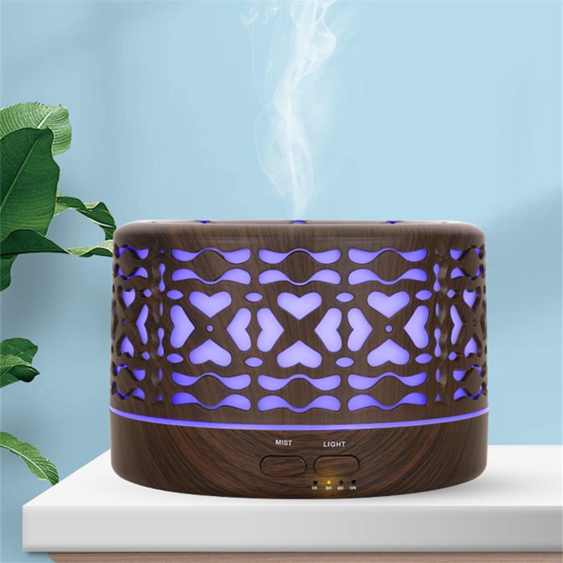 

Humidifiers Searide Aroma Essential Oil Diffuser 500ML Air Humidifier Wood Grain Aromatherapy Ultrasonic Cool Mister With 7 Color LED Light