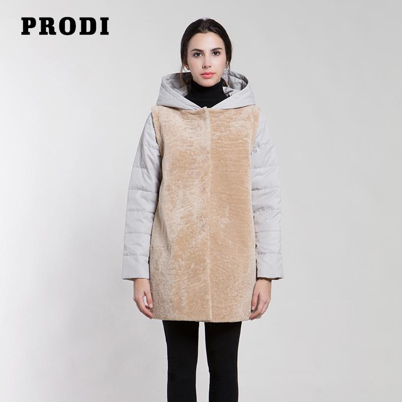 

Women's Leather & Faux PRODI 2021 Winter Genuine Shearing Coat And High Quality Clothing For Lady PR1614, Black