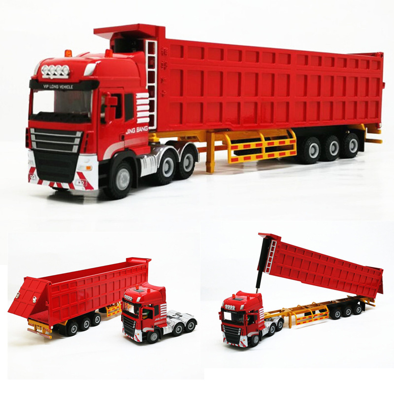 

1: 50 Engineering Container Truck Model Alloy Semi-trailer Dump Truck Metal Cargo Logistics Car Toys