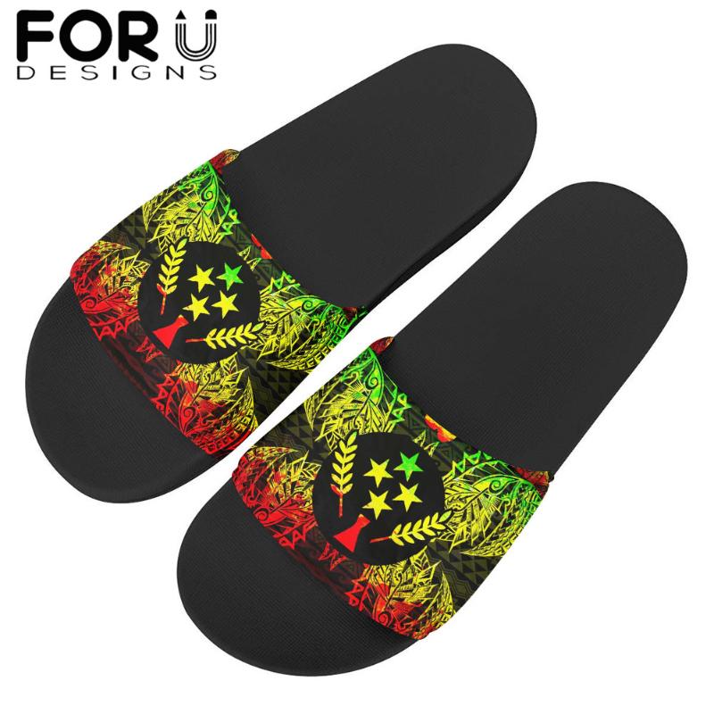 

Women Sandal Flat Shoes Kosrae State Polynesian Tribal Prining Ladies Casual Slides Summer Outdoor Female Slippers, Black