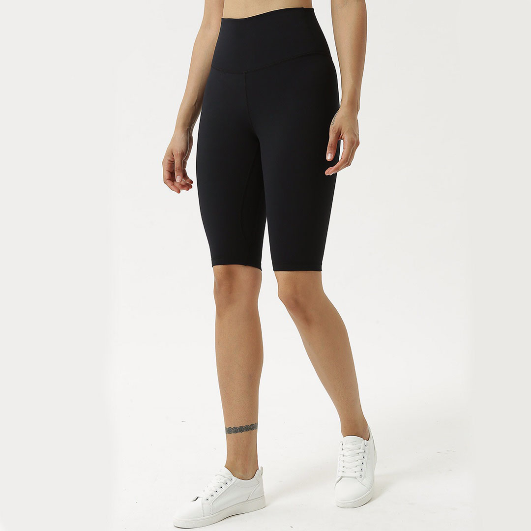 

Womens leggings nude double-sided sanding buttocks sports running fitness yoga women's five-point pants size XS, Black