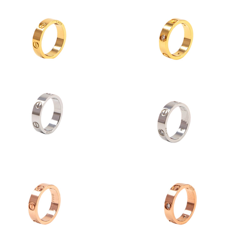 

Fashion Classic LOVE Diamond Ring Titanium Steel Men's and Women's Ring 18k Rose Gold Couple Ring 5mm Never Fade Not Allergic KJ2