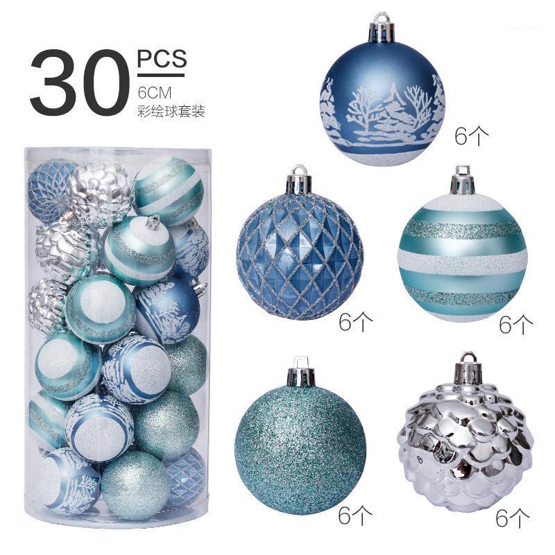 

Party Decoration 6CM 30PCS Blue Christmas Ball Painted Set Tree Pendant Home Xmas Balls