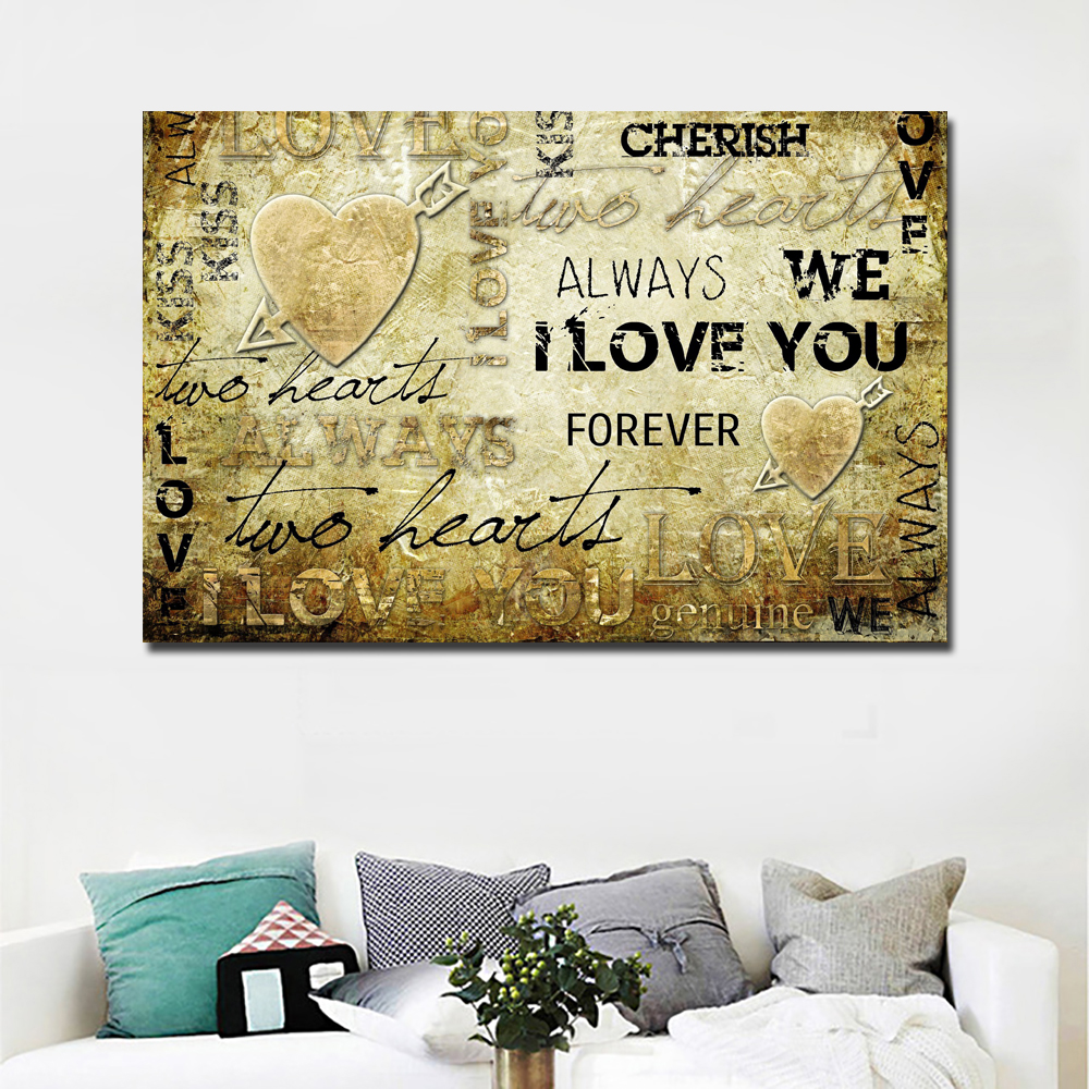 

Traditional Art Letter I  You Picture Canvas Painting Printed On Canvas Retro Painting Wall Art for Living Room Decor