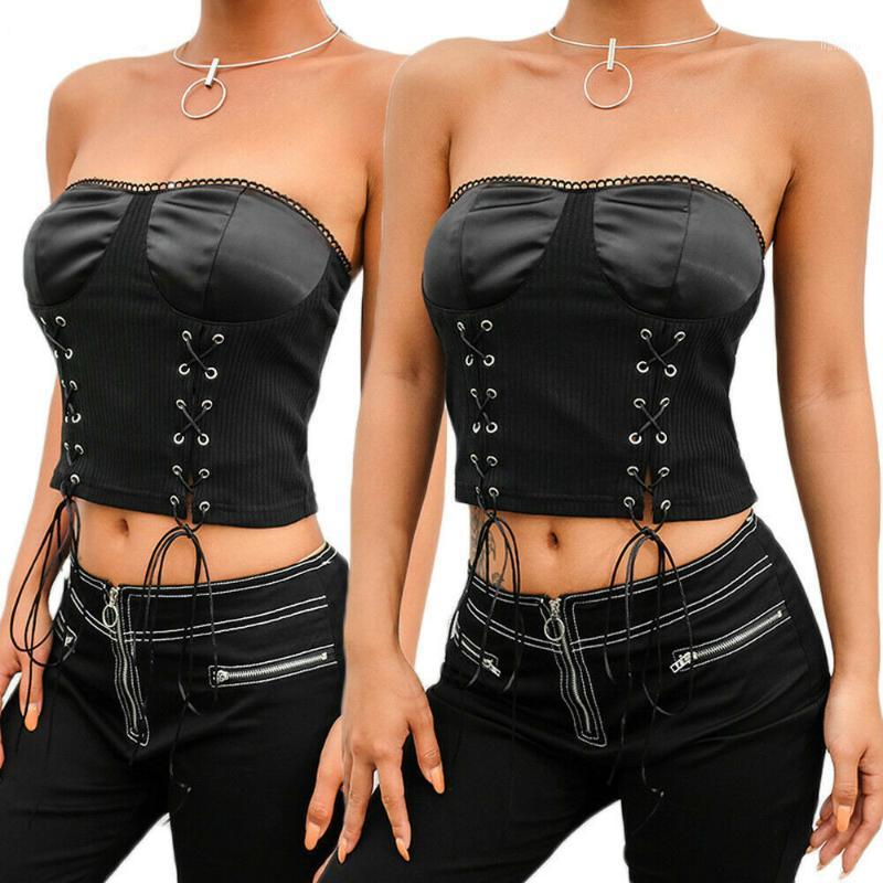 

Fashion Women Sleeveless Summer Tube Tops Bustier Black Bandage Tank Top Sexy Lady Solid Bandeau Bustiers & Corsets, As pic