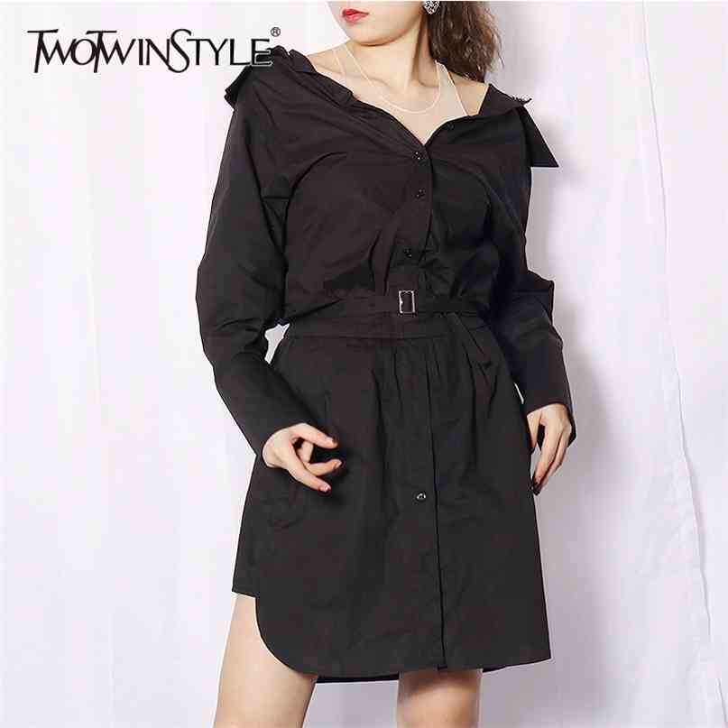 

Elegant Patchwork Diamonds Dress Women Long Sleeve Slash Neck High Waist Sashes Dresses Female Clothes Fashion 210520, Black