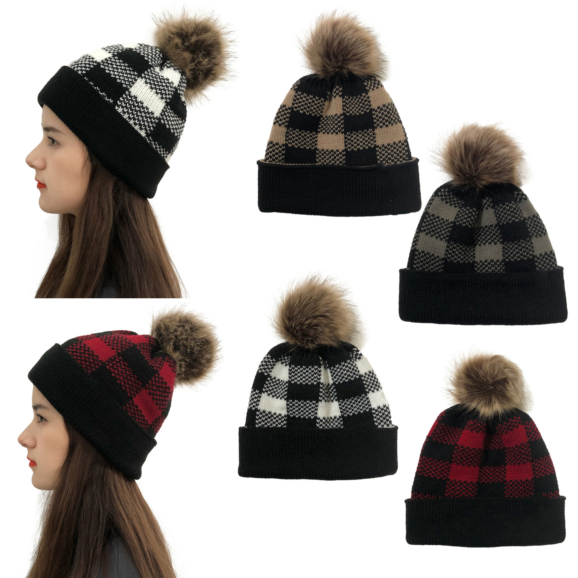 

55%off Christmas Adults Thick Warm Winter Hat Knitted Pom Poms Beanies Hats Womens Skullies-Beanies Girl Ski Cap 9302 100pcs