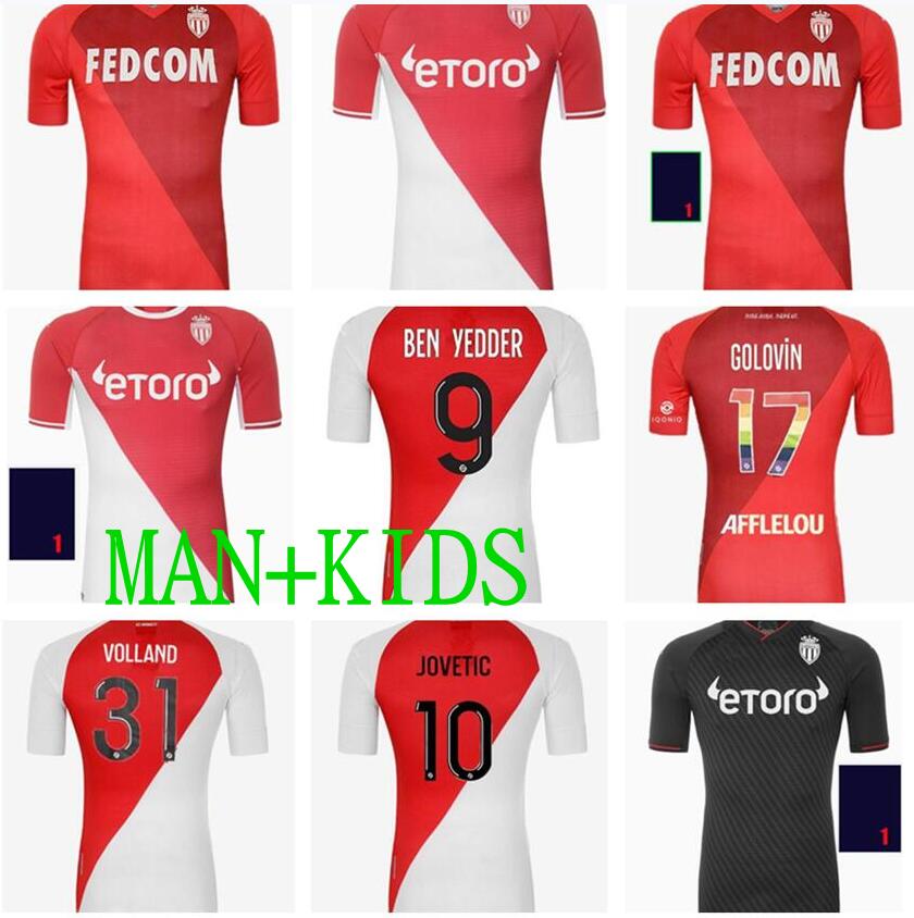 

man kids kit AS Monaco maillots de foot BEN YEDDER Soccer Jerseys 2021 2022 GLIK JOVETIC GELSON FOFANA TCHOUAMENI KEITA BALDE Football shirt, Black;yellow