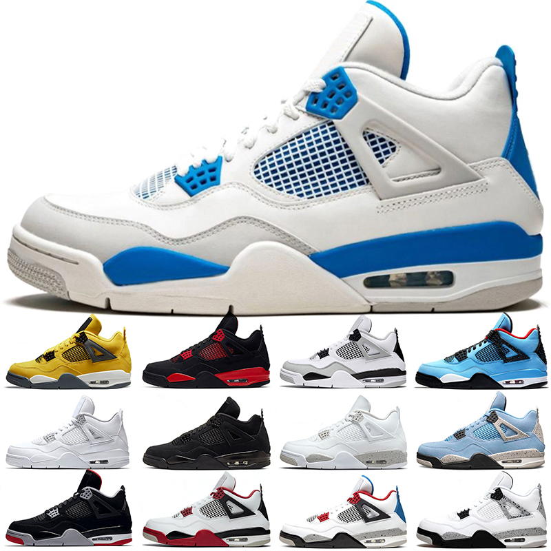 

Jumpman 4 Men Basketball Shoes 4s Black Cat Red Thunder White Oreo University Blue Military Lightning Bred Pure Money What the Mens Trainers Sports Sneakers, #16 red metallic