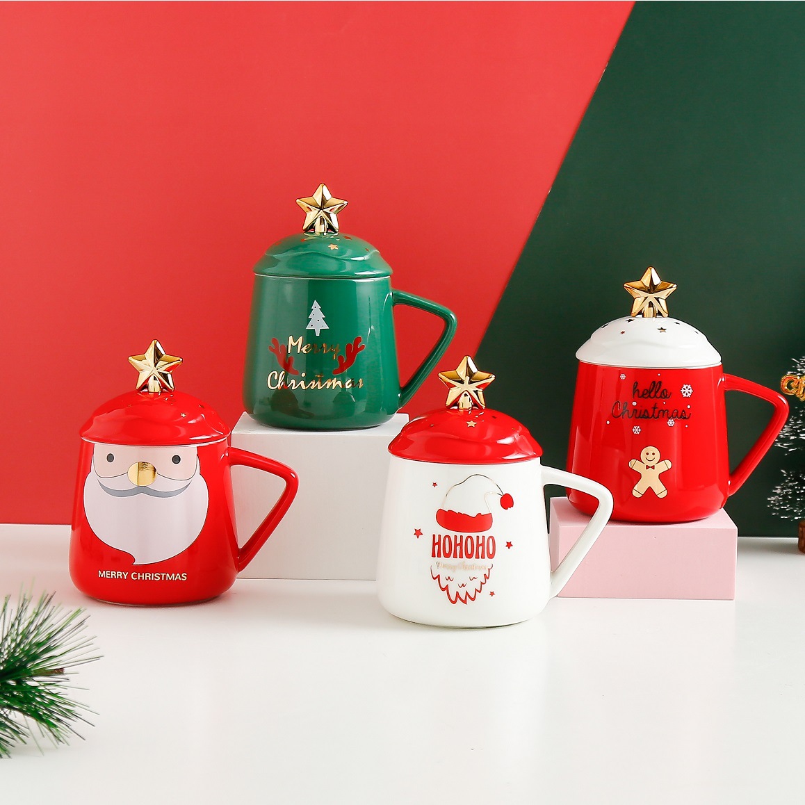 

Cute Creative Christmas Ceramic Cup Gift Cup Large Capacity Mug Coffee Cup