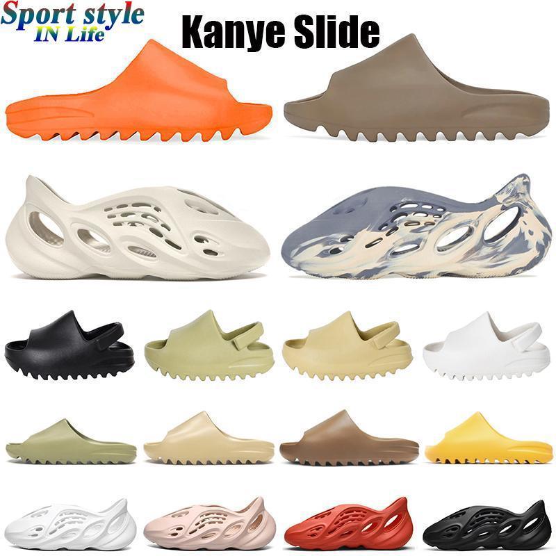 

Kanye Slides Newest Slippers Women Men Kids Slipper Ararat Enflame Orange Bone Earth Brown Desert Sand Resin Summer Platform Sandals Top Hot bb, Black