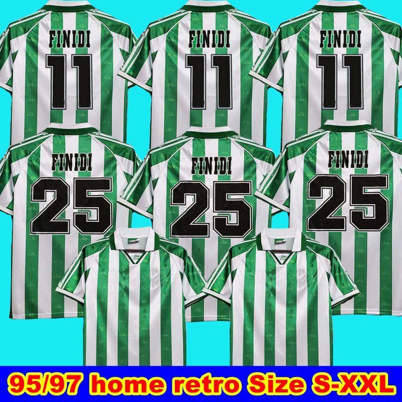 

1995 97 Real Betis retro soccer jerseys FINIDI 25 1995 1997 Real Betis Match Worn Menendez RIOS 21 FINIDI 11 football jerseys maillot de, Black;yellow