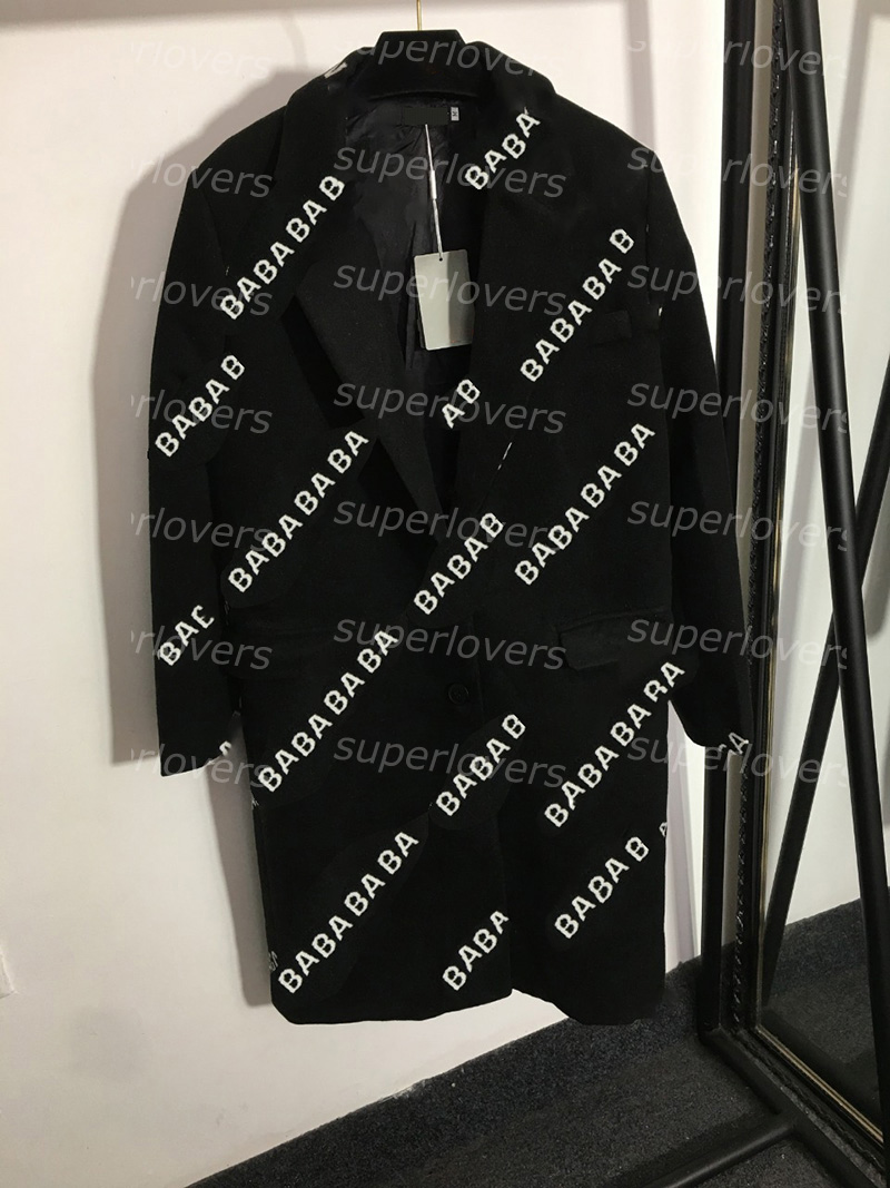 

Letter Printed Blazer Black Womens Long Sleeve Suits INS Fashion High Version Blazers Suit, Black with label #20218254